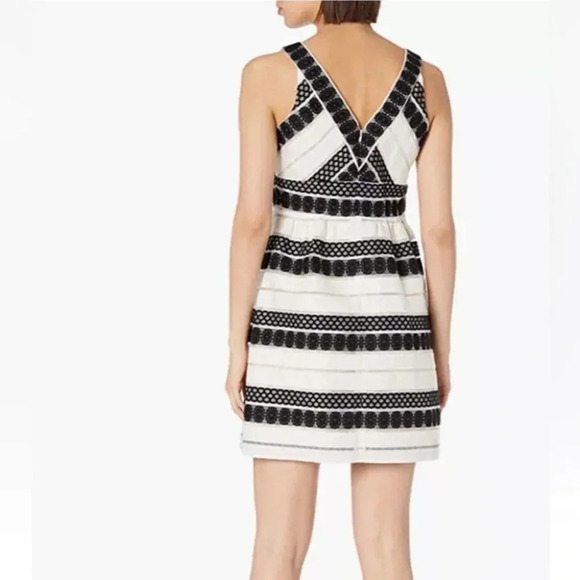 Plenty By Tracy Reese Loretta Black White Jacquard Stripe Dress Size 6 Small - Picture 2 of 12